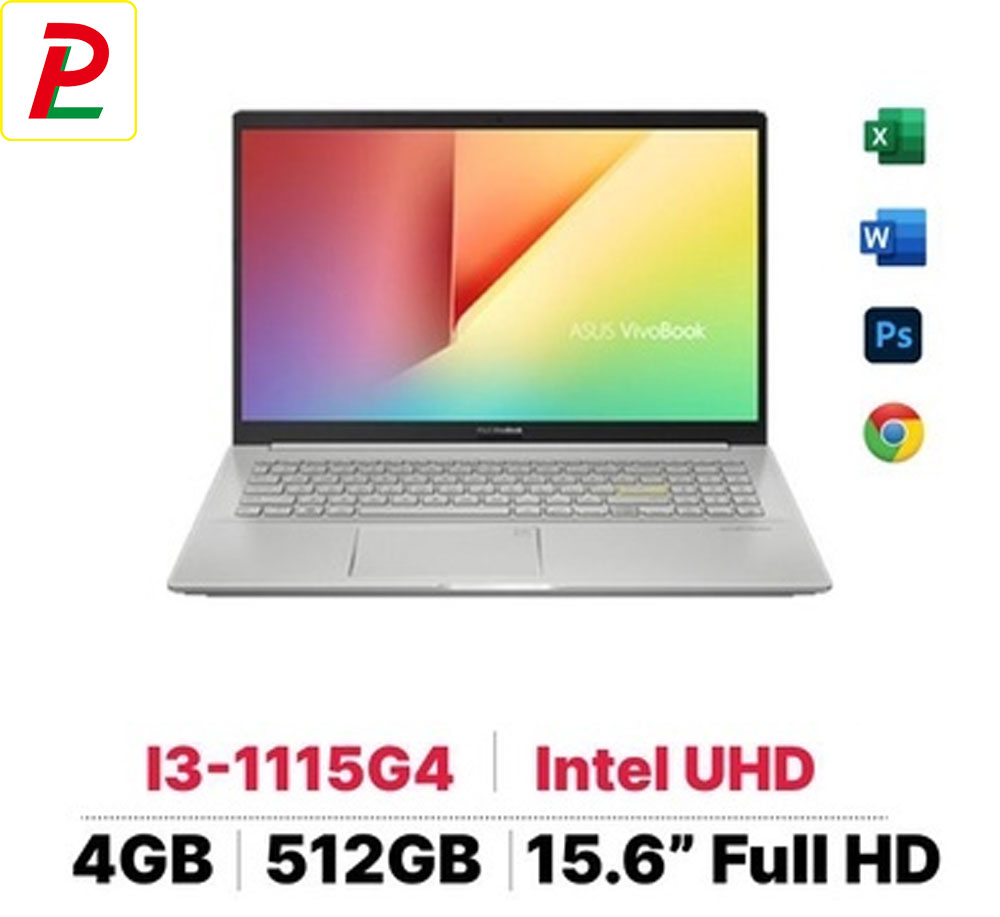 Laptop ASUS VivoBook A515EA-BQ1530W I3-1115G4/4GB/512GB PCIE/15.6 FHD/WIN11/BẠC